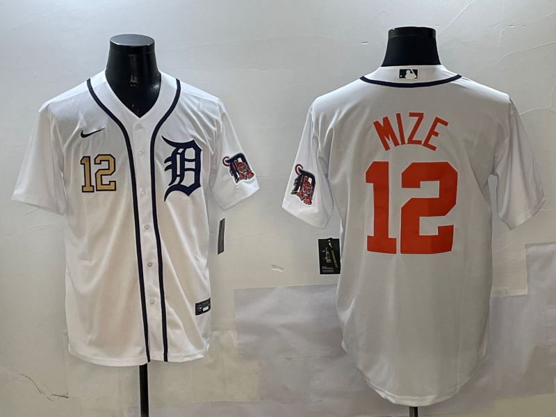 Men Detroit Tigers #12 Mize White Game 2025 Nike MLB Jersey style 3133->detroit tigers->MLB Jersey